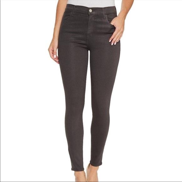 J BRAND Alana High Rise Crop Skinny Jeans Light Coated Waxed Chrome Grey Size 32 - Picture 13 of 14